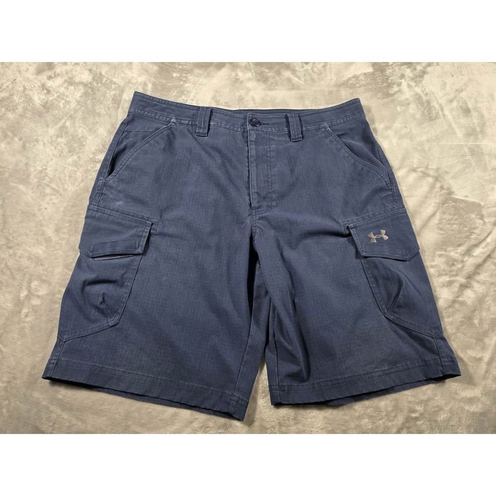 Under Armour Blue Ripstop Cargo‎ Shorts Mens 36 HeatGear Loose Outdoor